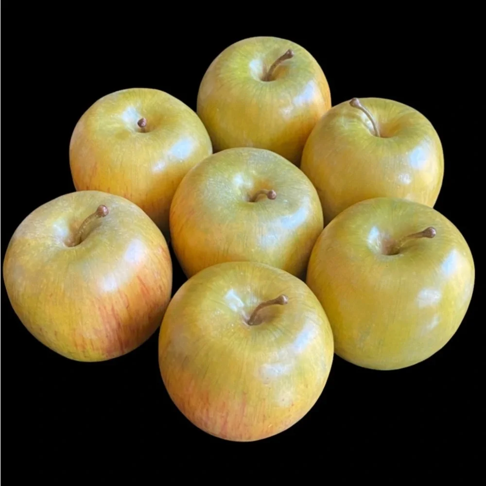 Set of 7 Faux Fruit-Apples. Green with Red. Realistic. - Picture 3 of 8